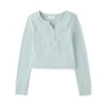 thumbnail image 1 of The Children's Place Girls Long Sleeve Sueded Rib Henley Top, Sizes XS-XXL, 1 of 3
