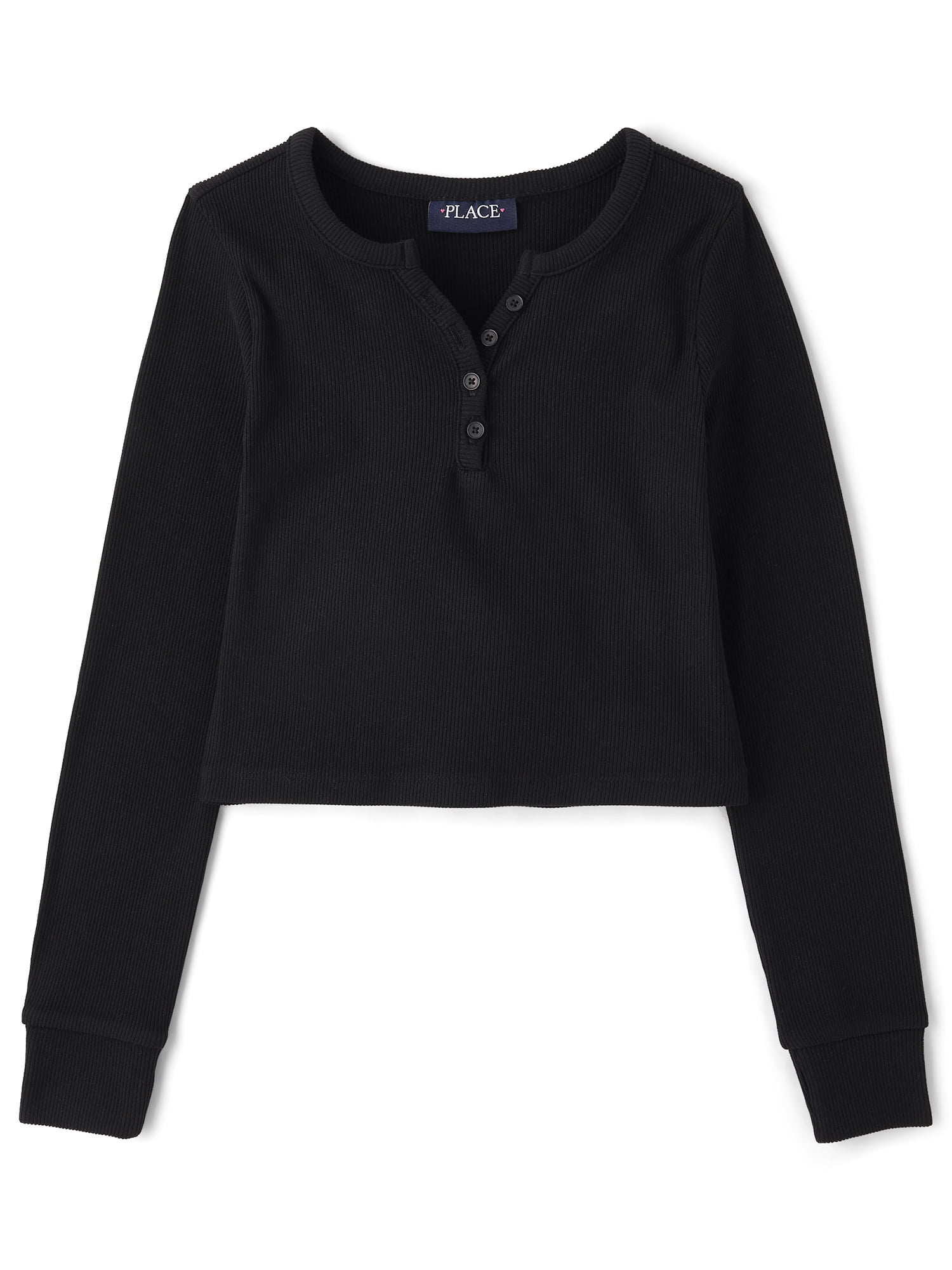 The Children's Place Girls Long Sleeve Sueded Rib Henley Top, Sizes XS-XXL