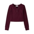 thumbnail image 1 of The Children's Place Girls Long Sleeve Sueded Rib Henley Top, Sizes XS-XXL, 1 of 3