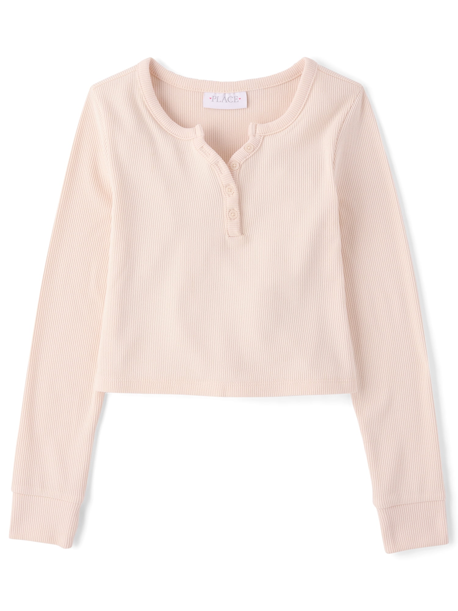 The Children's Place Girls Long Sleeve Sueded Rib Henley Top, Sizes XS-XXL