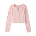 thumbnail image 1 of The Children's Place Girls Long Sleeve Sueded Rib Henley Top, Sizes XS-XXL, 1 of 3