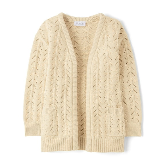 The Children's Place Girls Metallic Stitched Open Front Cardigan, Sizes XS-XXL
