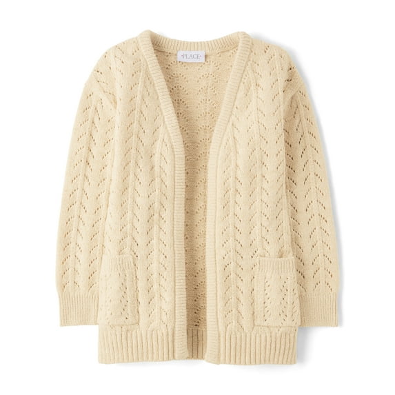 The Children's Place Girls Metallic Stitched Open Front Cardigan, Sizes XS-XXL