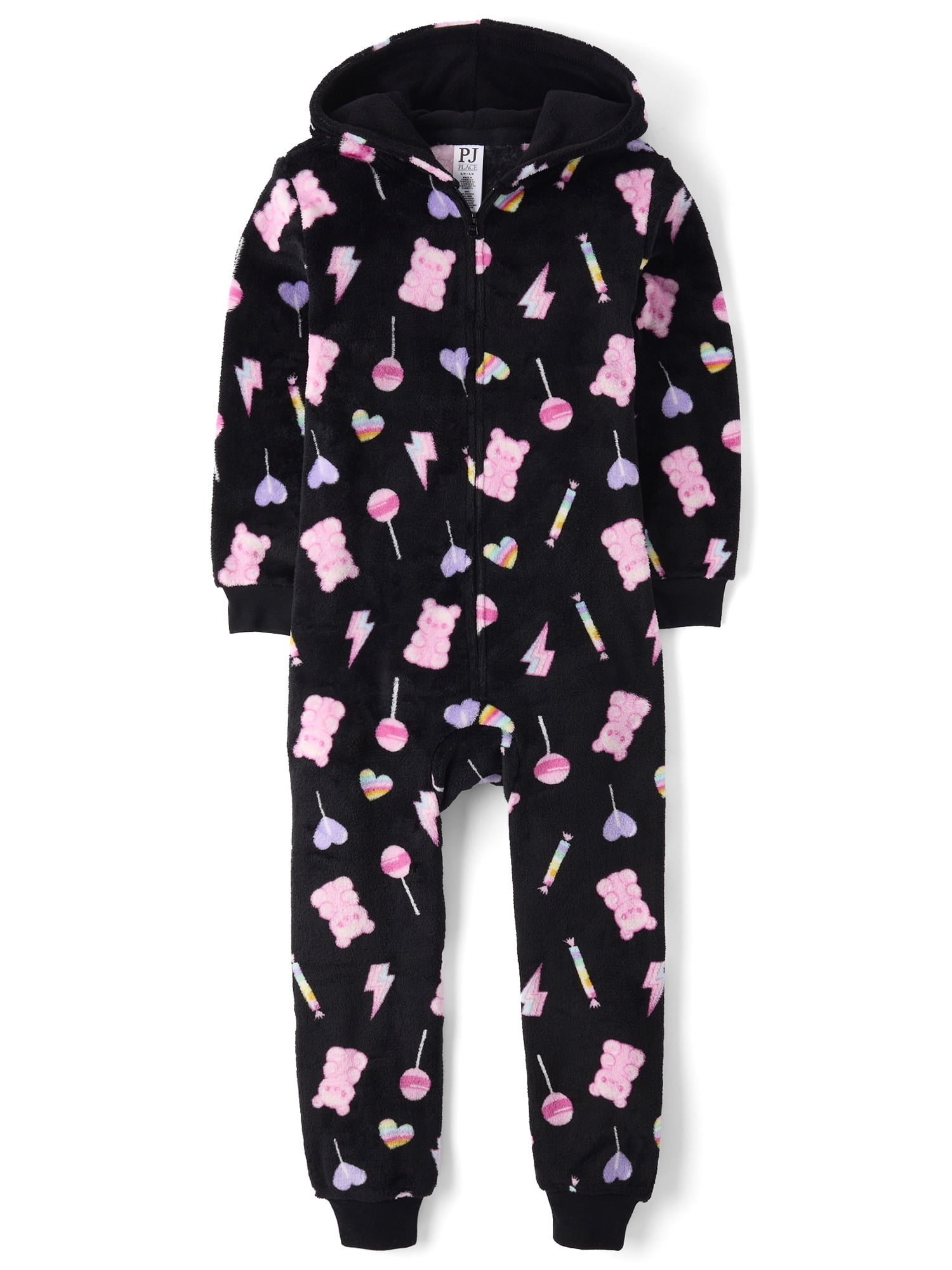 The Children's Place Girls One Piece Cozy Fleece Candy Print PJs, Sizes XS-XXL