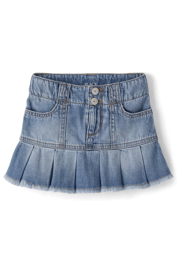 Girls Pleated Denim Skort, Sizes 4-16