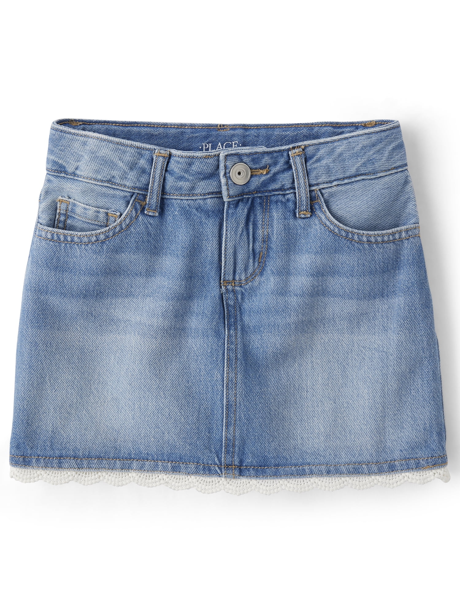 The Children's Place Girls Pull On Crochet Denim Skort, Sizes 4-16