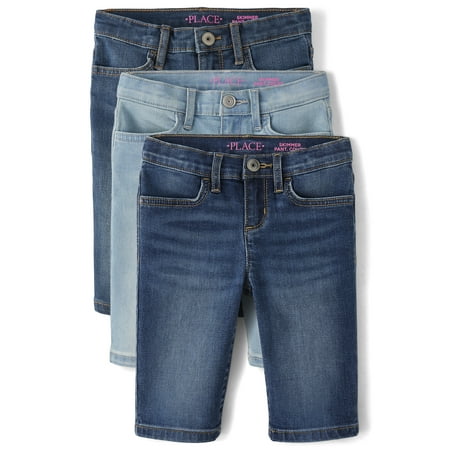 The Children's Place Girls Pull-On Denim Skimmer Short, 3-Pack, Sizes 4-16