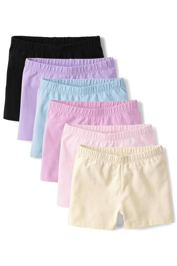 Girls Pull-On Everyday Cartwheel Shorts, 6-Pack, Sizes XS-XXL