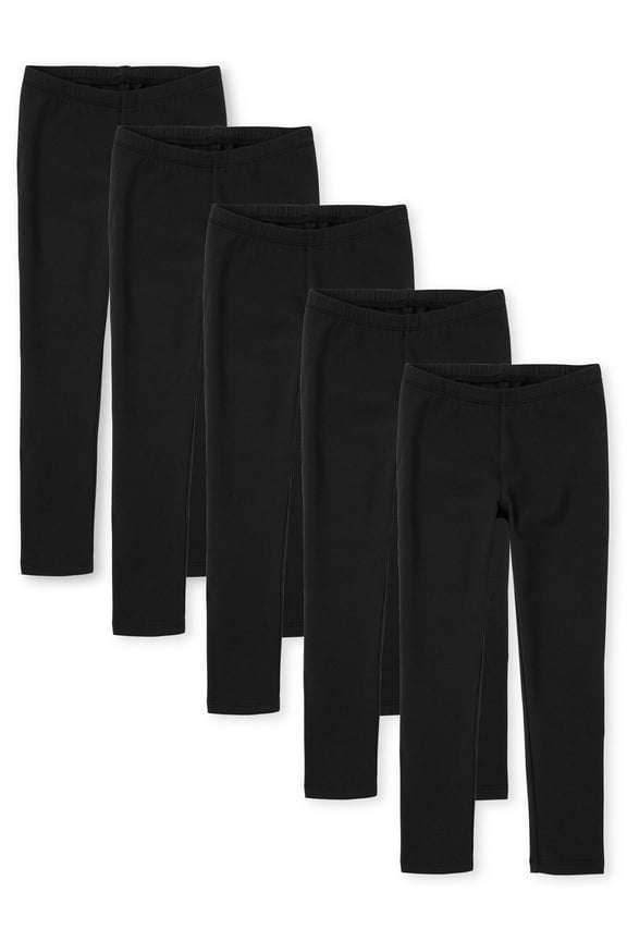 Girls Pull On Everyday Leggings, 5-Pack, Sizes XS-XXXL