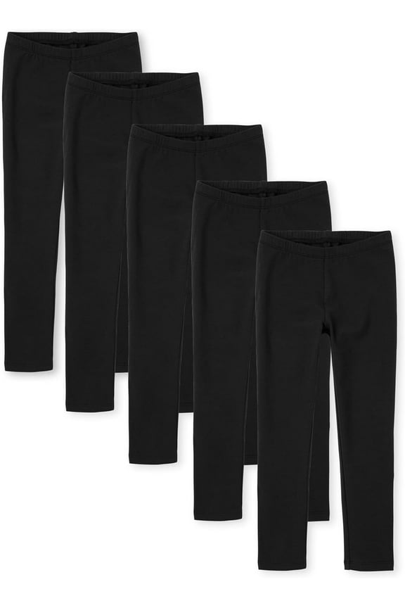 Girls Pull On Everyday Leggings, 5-Pack, Sizes XS-XXXL