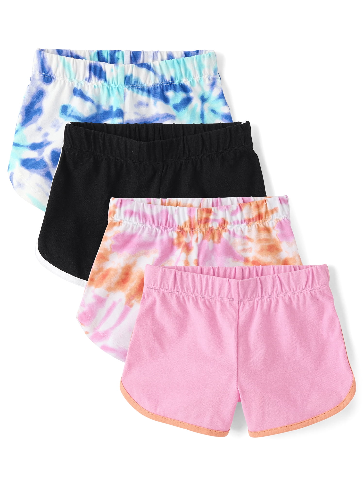 The Children's Place Girls Pull On Everyday Tie Dye Dolphin Shorts, 4-Pack, Sizes XS-XXL