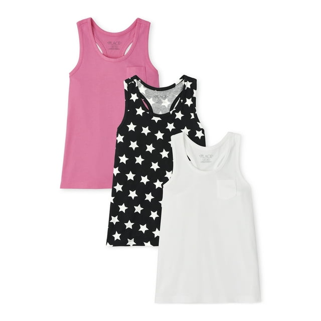 The Children's Place Girls Racerback Tank Tops, 3-Pack, Sizes 5-16