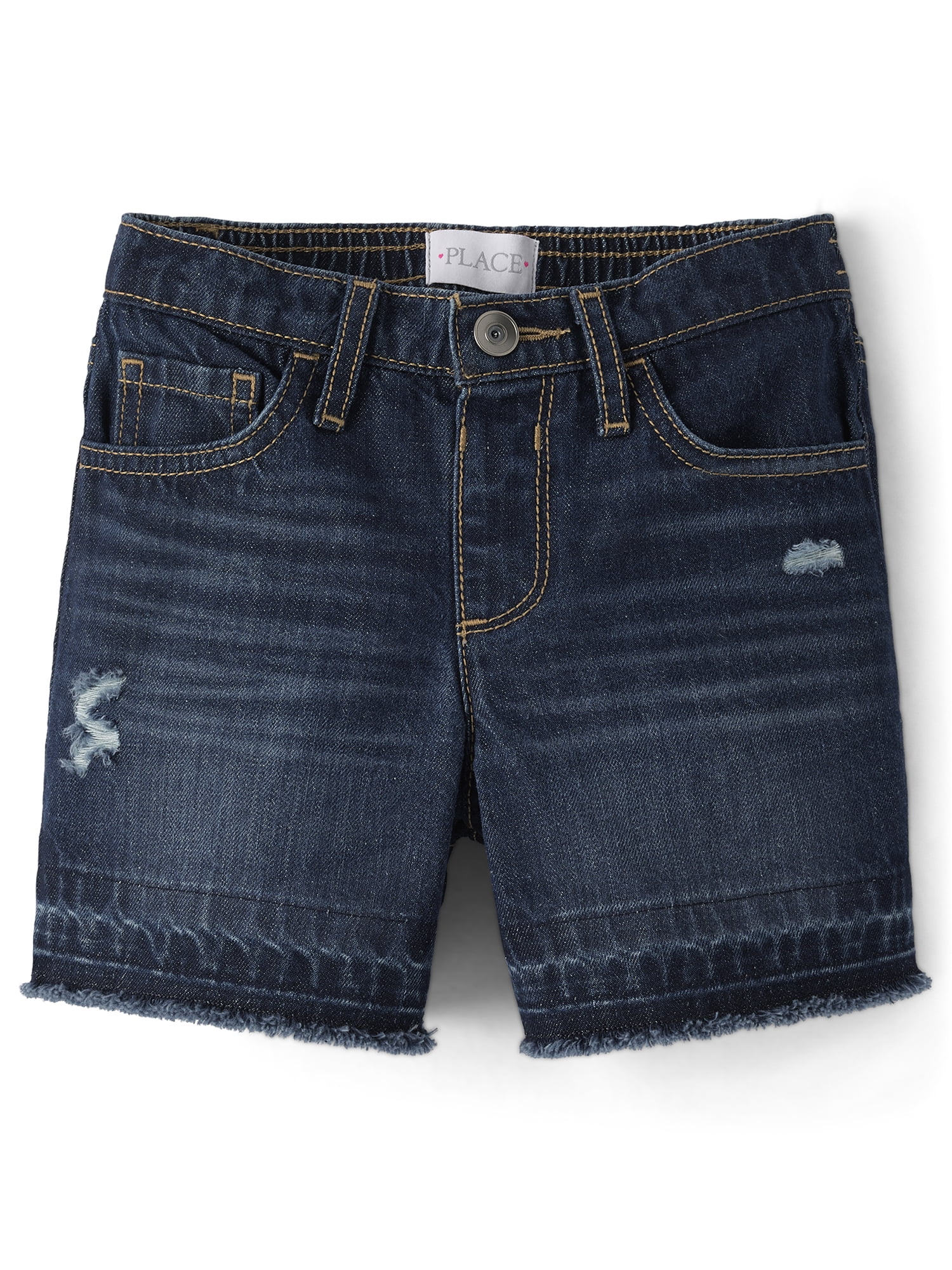 The Children's Place Girls Relaxed Fit Destructed Denim Midi Shorts, Sizes 4-16