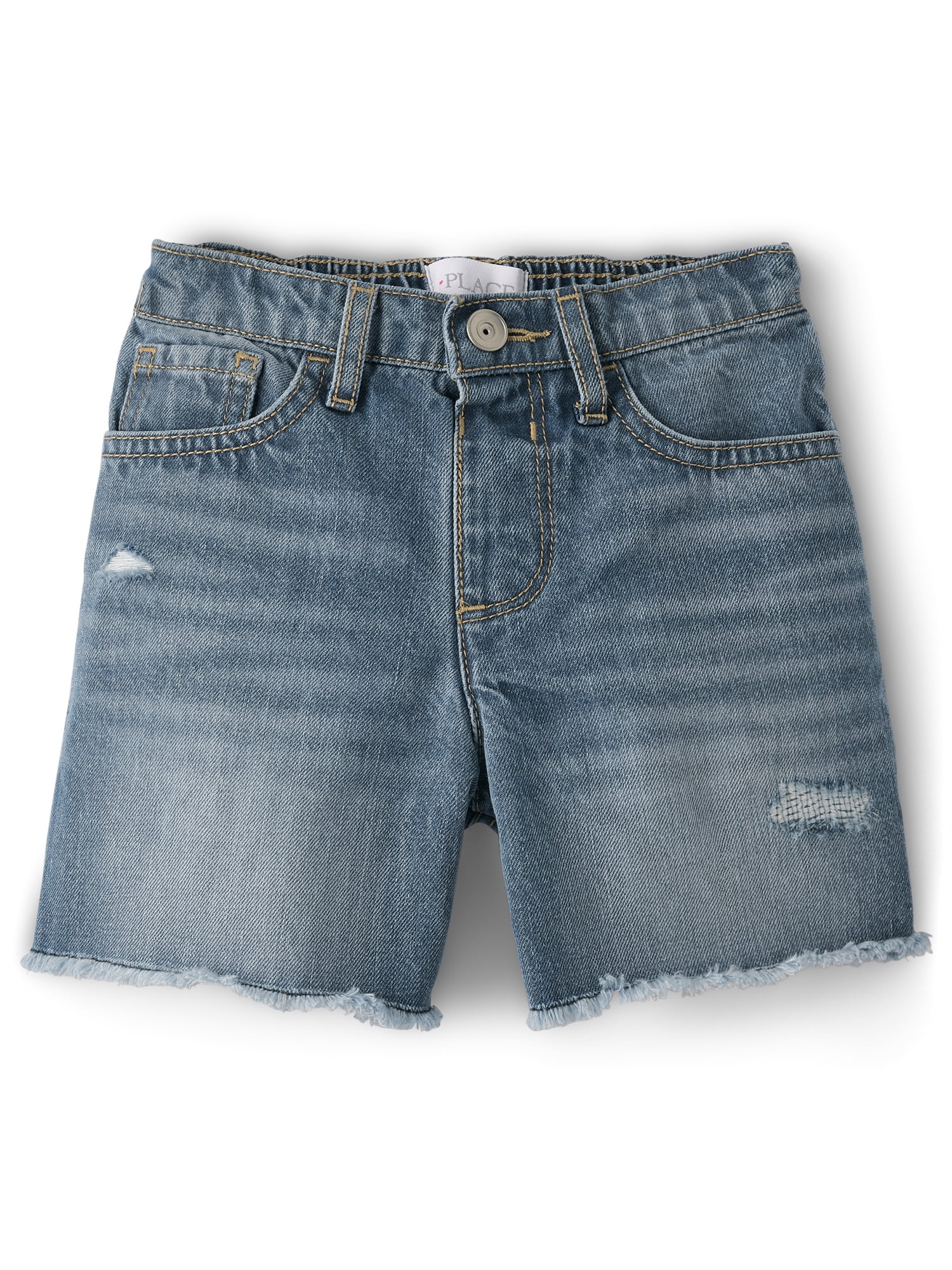 The Children's Place Girls Relaxed Fit Destructed Denim Midi Shorts, Sizes 4-16
