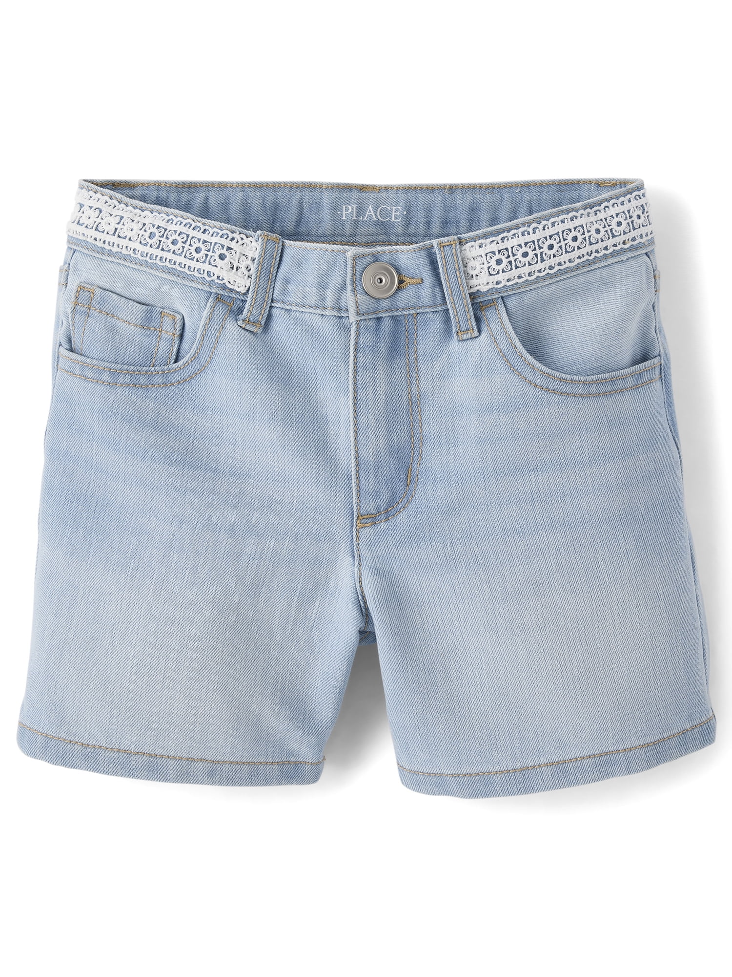 The Children's Place Girls Relaxed Fit Embroidered Denim Midi Shorts, Sizes 4-16