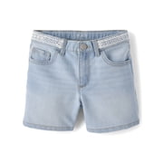 Girls Relaxed Fit Embroidered Denim Midi Shorts, Sizes 4-16