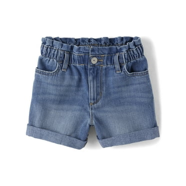 The Children's Place Girls Relaxed Paperbag Waist Jean Shorts, Sizes 4-16