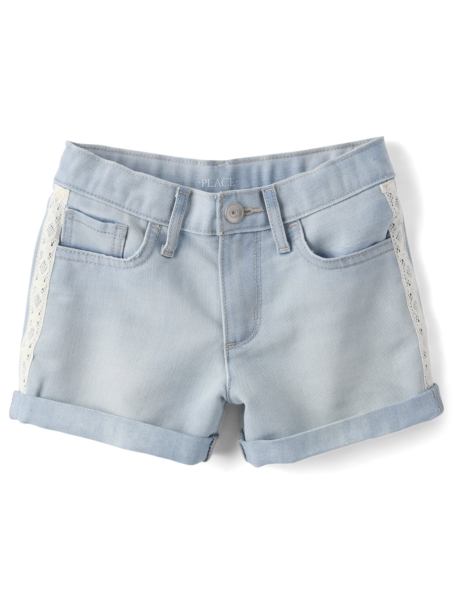 The Children's Place Girls Roll Cuff Crochet Shortie Jean Short, Sizes 4-16