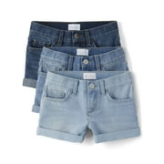 The Children's Place Girls Roll Cuff Shortie Shorts, 3-Pack, Sizes 4-16