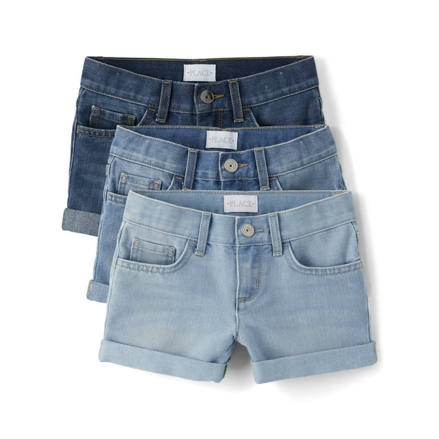 The Children's Place Girls RollCuff Denim Short, 3Pack, Sizes 416