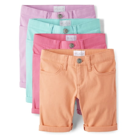 The Children's Place Girls Roll-Cuff Solid Skimmer Short, 4-Pack, Sizes 4-16