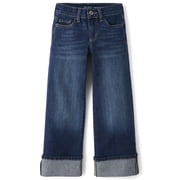 Girls Roll Cuff Wide Leg Jeans, Sizes 4-16