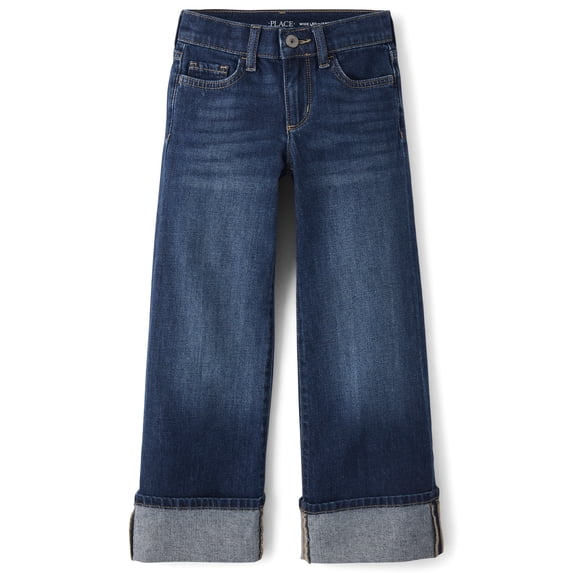 The Children's Place Girls Roll Cuff Wide Leg Jeans, Sizes 4-16