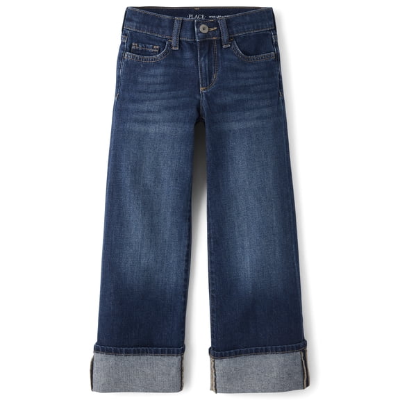The Children's Place Girls Roll Cuff Wide Leg Jeans, Sizes 4-16