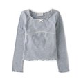 thumbnail image 1 of The Children's Place Girls Round Neck Long Sleeve Ribbed Lettuce Top, Sizes XS-XXL, 1 of 3