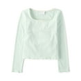 thumbnail image 1 of The Children's Place Girls Round Neck Long Sleeve Ribbed Lettuce Top, Sizes XS-XXL, 1 of 3