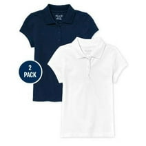 The Children's Place Girls School Uniform Short Sleeve Pique Polo Shirt, 2-Pack, Sizes 4-16