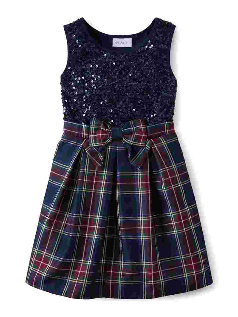 Bonnie Jean Girl's Christmas Plaid Party Dress - Tiered Holiday Dress With Velvet Bodice For Baby, Toddler, Little Girls