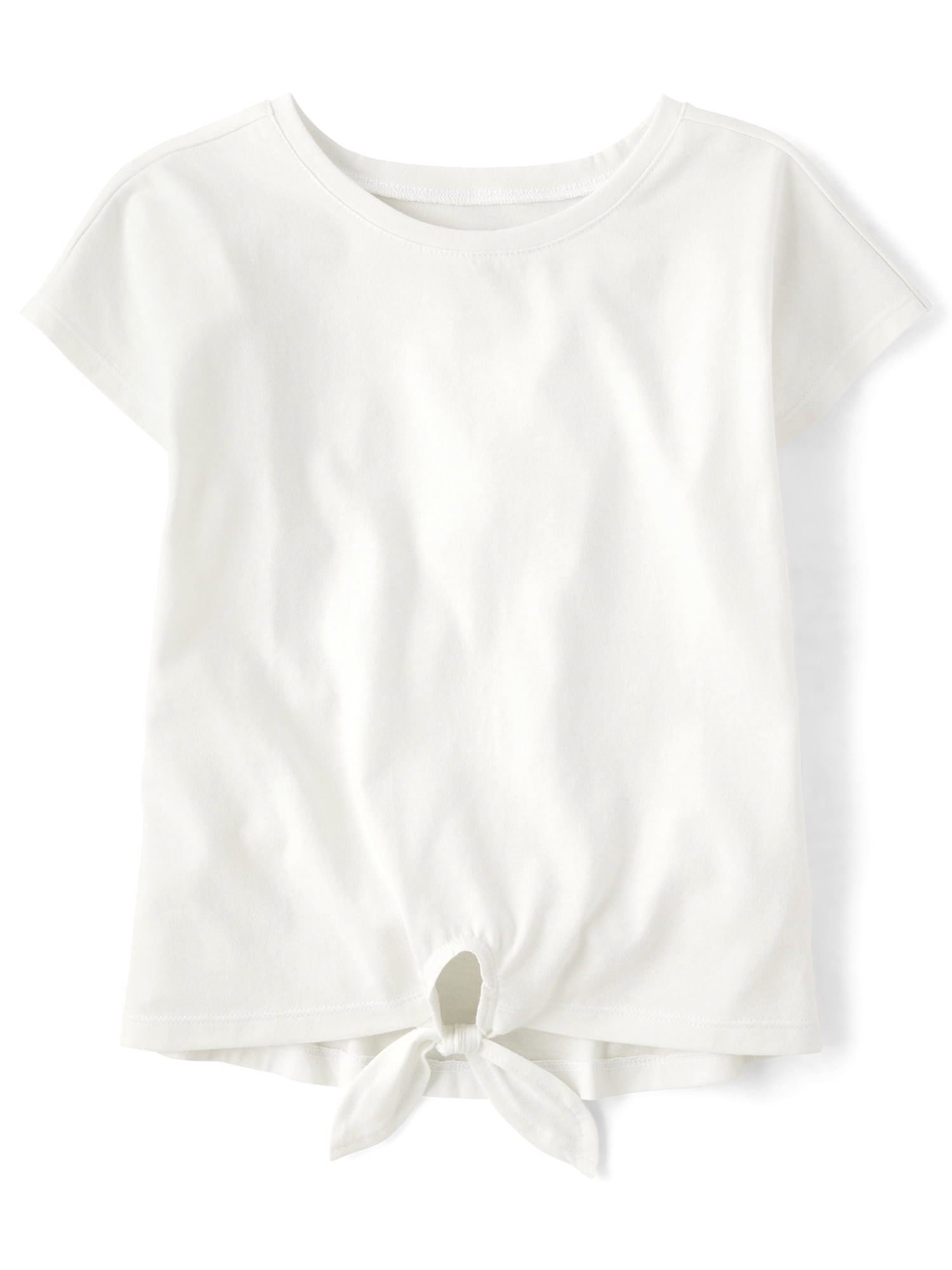 Girls Short Sleeve Tie-Front Top, Sizes XS-XXL