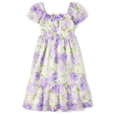 The Children's Place Girls Short Flutter Sleeve Floral Tiered Dress, Sizes XS-XXL