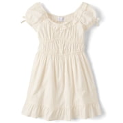 Girls Short Puff Sleeve Clip Dot Ruffle Dress, Sizes XS-XXL