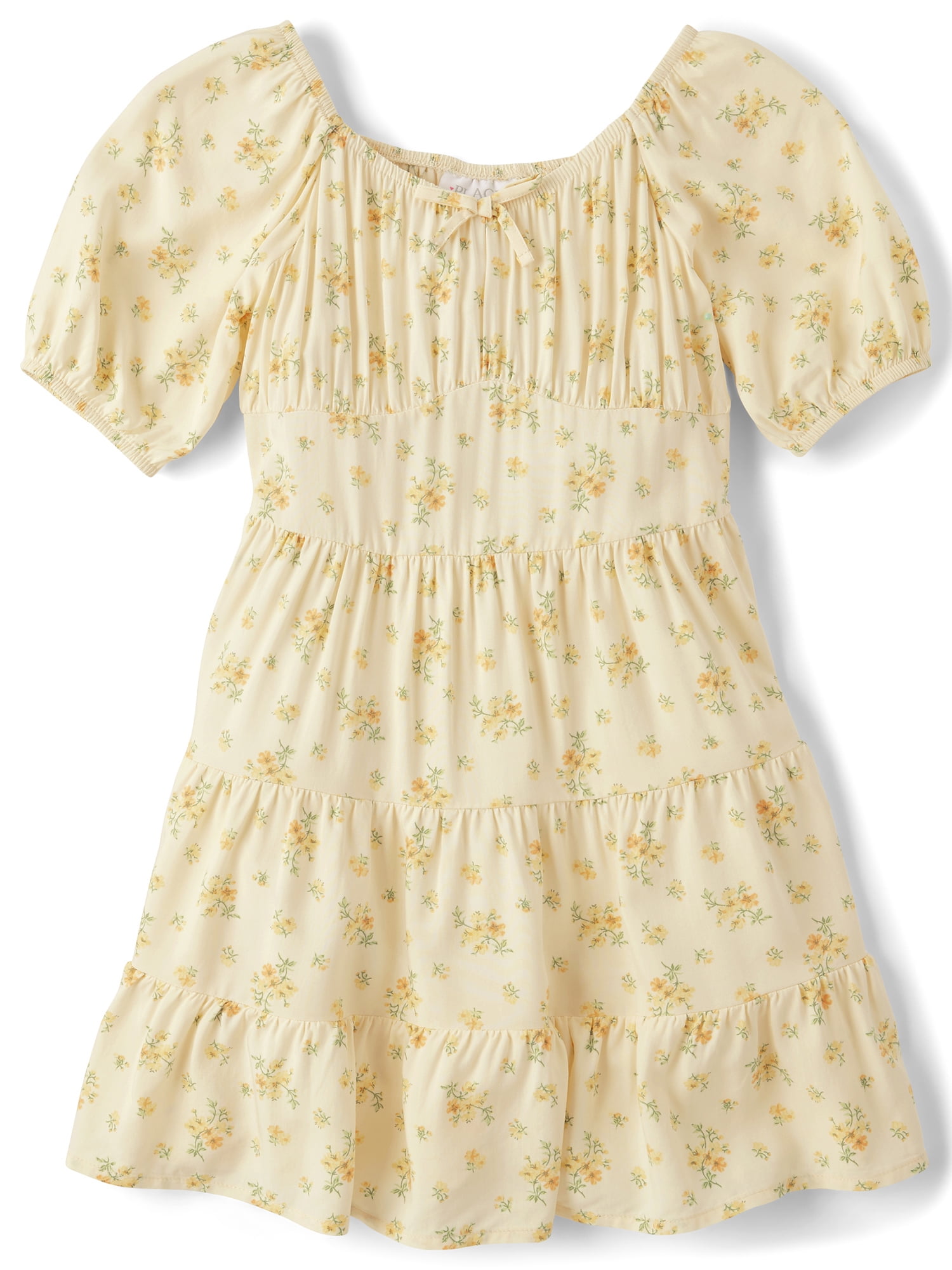 The Children's Place Girls Short Puff Sleeve Floral Tiered Corset Dress, Sizes XS-XXL