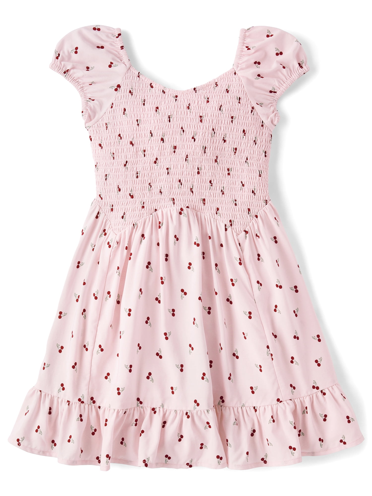 The Children's Place Girls Short Puff Sleeve Print Smocked Ruffle Dress, Sizes XS-XXL