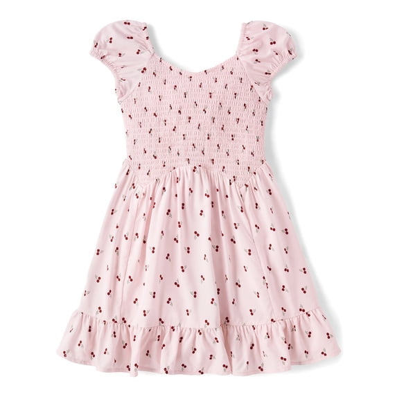 The Children's Place Girls Short Puff Sleeve Print Smocked Ruffle Dress, Sizes XS-XXL