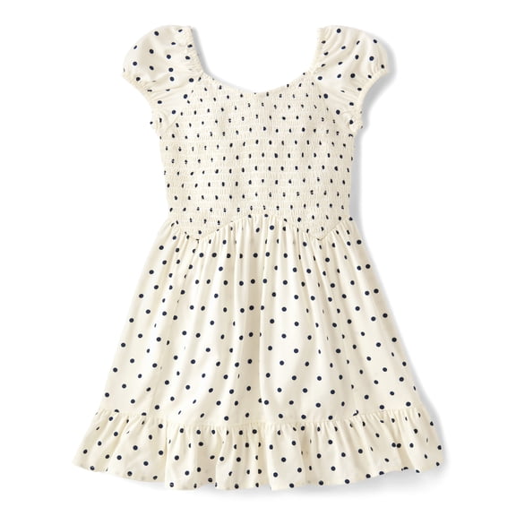 The Children's Place Girls Short Puff Sleeve Print Smocked Ruffle Dress, Sizes XS-XXL