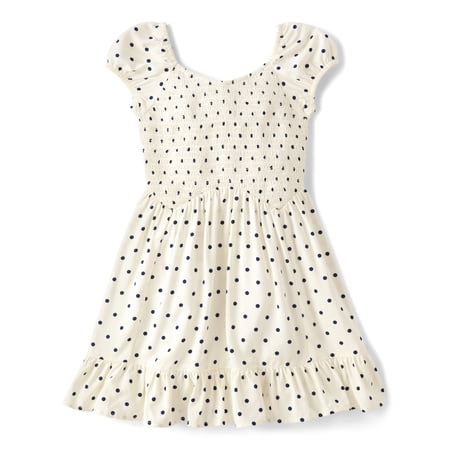 The Children's Place Girls Short Puff Sleeve Print Smocked Ruffle Dress, Sizes XS-XXL