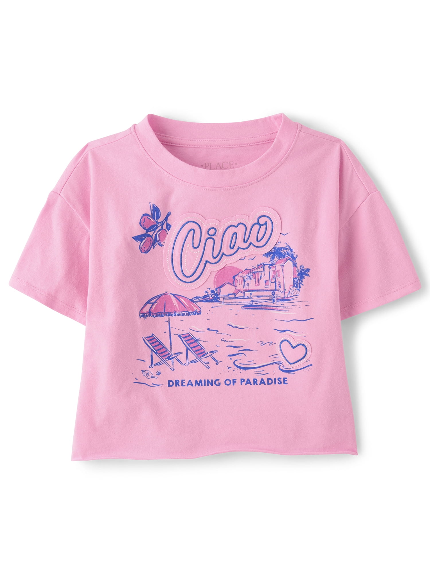 The Children's Place Girls Short Sleeve Applique Graphic Top, Sizes XS-XXL