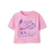 Girls Short Sleeve Applique Graphic Top, Sizes XS-XXL
