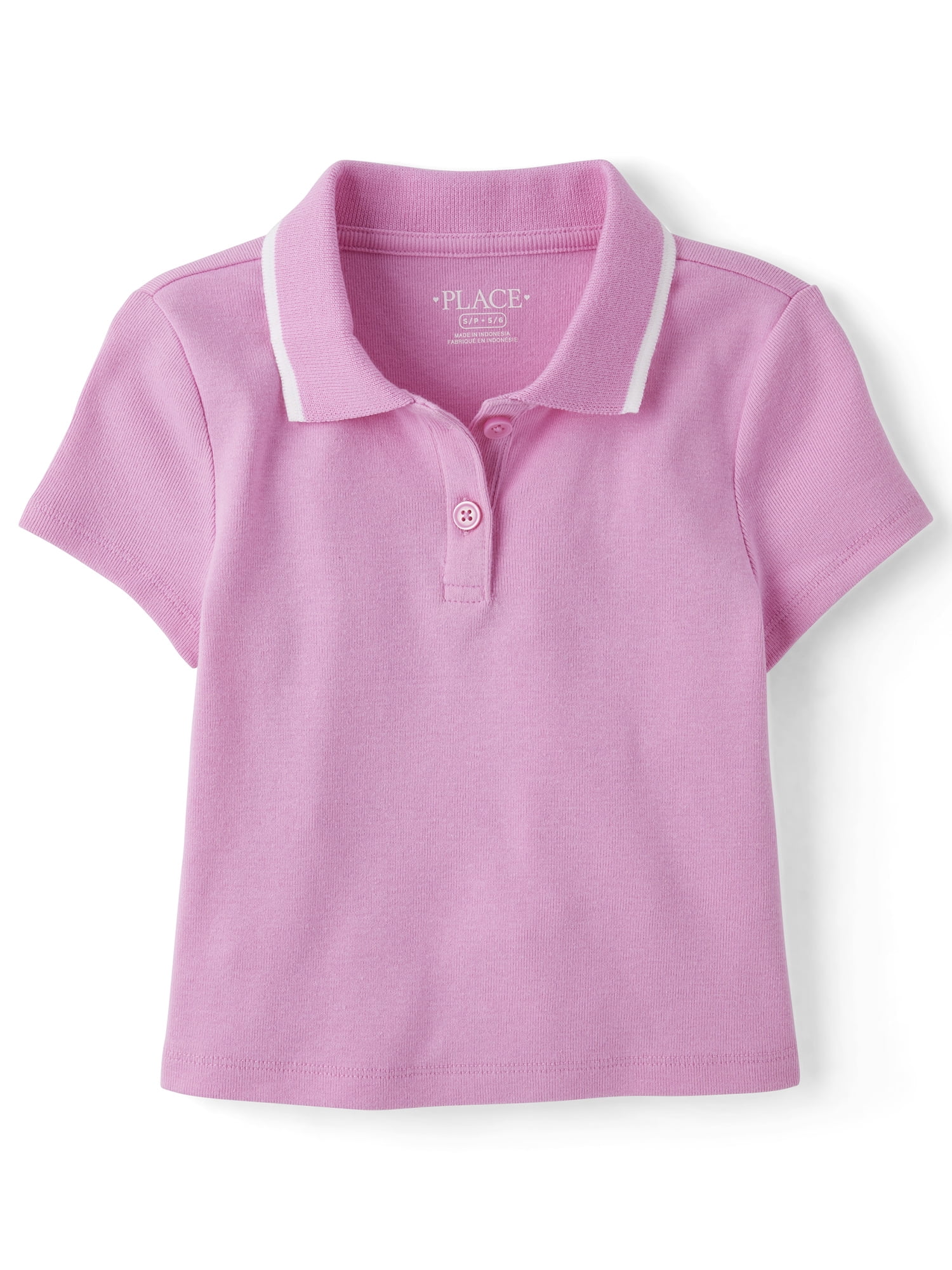 The Children's Place Girls Short Sleeve Contrast Ribbed Polo, Sizes XS-XXL