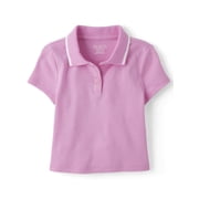 Girls Short Sleeve Contrast Ribbed Polo, Sizes XS-XXL