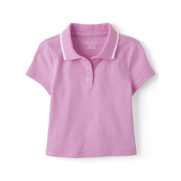The Children's Place Girls Short Sleeve Contrast Ribbed Polo, Sizes XS-XXL