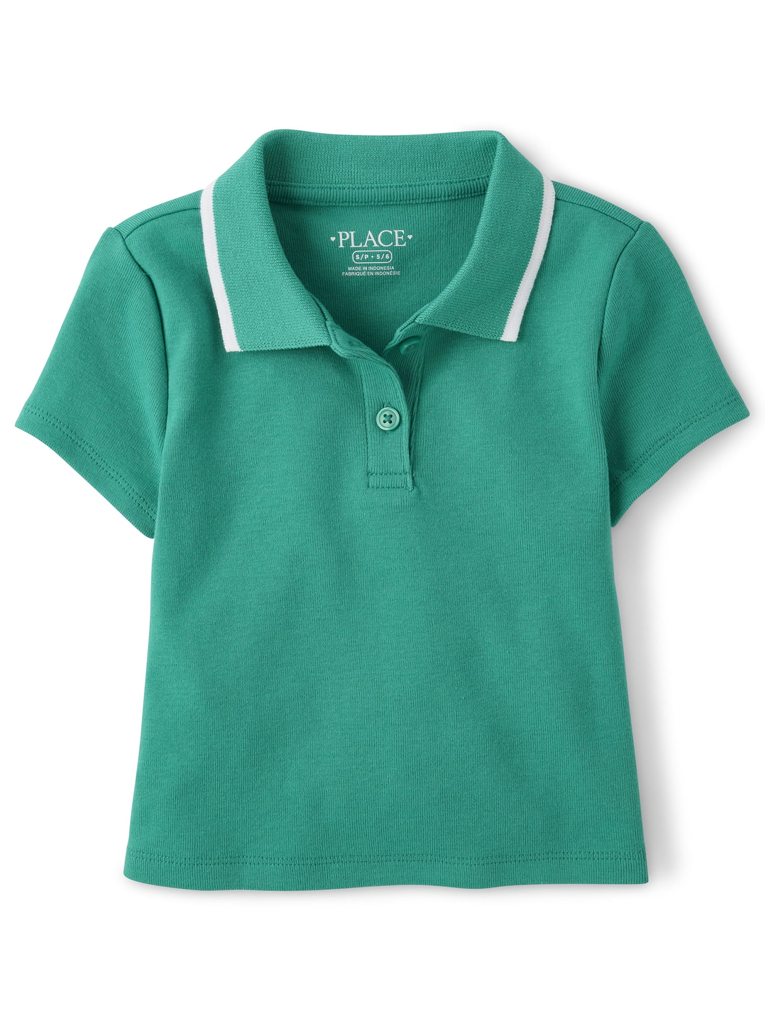 The Children's Place Girls Short Sleeve Contrast Ribbed Polo, Sizes XS-XXL