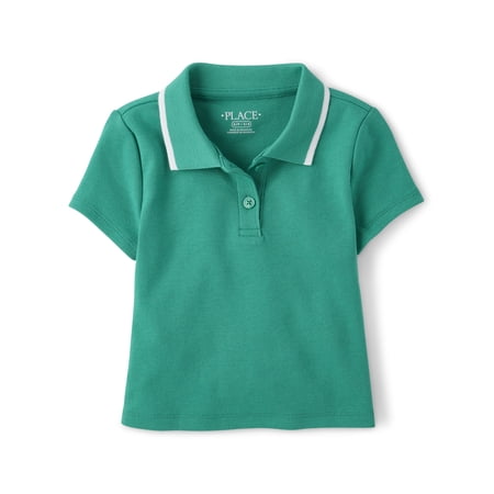 The Children's Place Girls Short Sleeve Contrast Ribbed Polo, Sizes XS-XXL