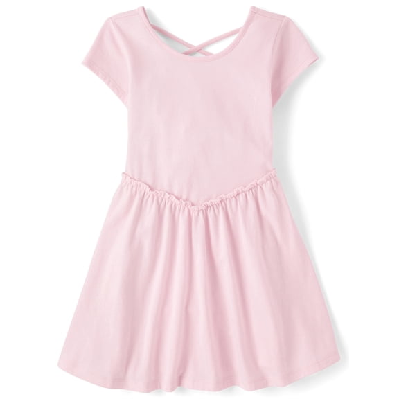 The Children's Place Girls Short Sleeve Cross Back Ruffle V-Waist Dress, Sizes XS-XXL