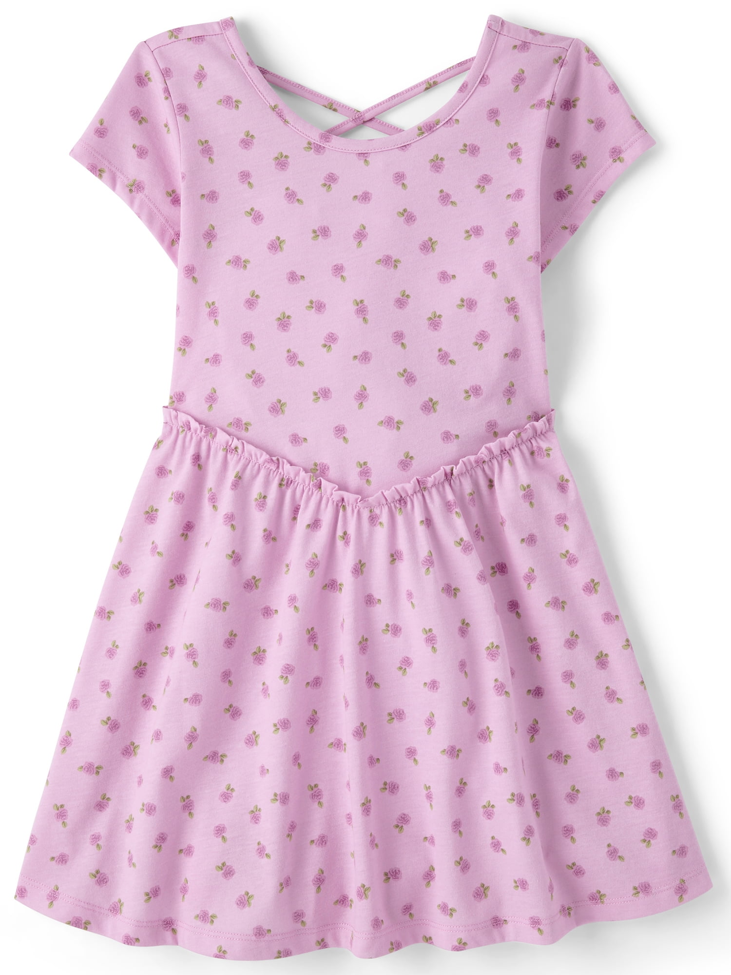 The Children's Place Girls Short Sleeve Cross Back Ruffle V-Waist Dress, Sizes XS-XXL