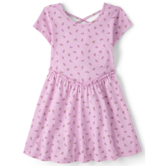 The Children's Place Girls Short Sleeve Cross Back Ruffle V-Waist Dress, Sizes XS-XXL